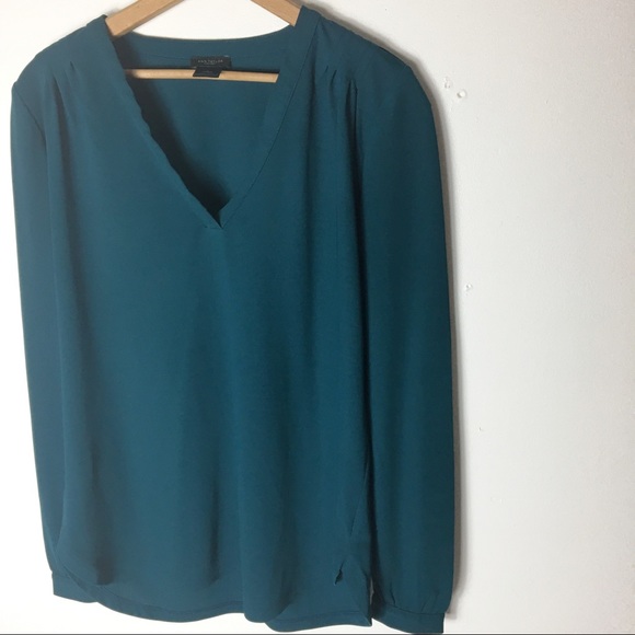 Ann Taylor Tops - Ann Taylor Small Sheer Puff Sleeves VNeck Roo